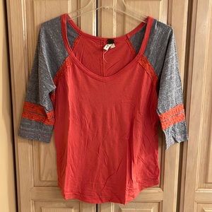 Free People Lacey Colorblock baseball tee